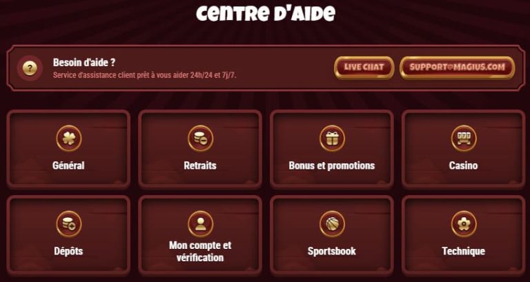 Magius Casino support client